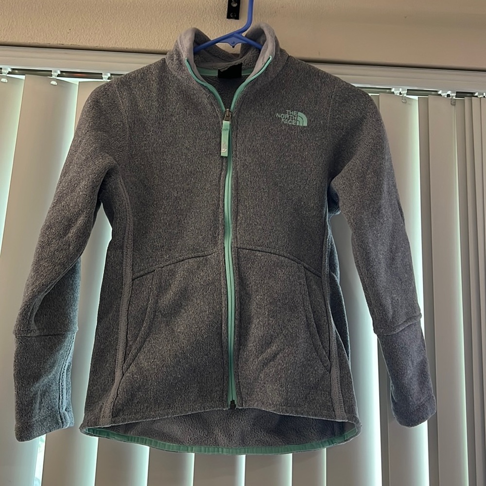 Gray North Face girls/kids fleece jacket Medium 10/12